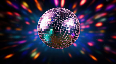 Shiny Mirror Disco Ball on colorful blue background