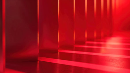 Close-up behind the scenes on a modern stage, laser lights with holographic displays with red light for the awards ceremonyの写真素材