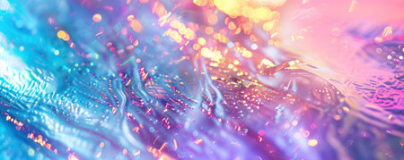 Holographic texture. Liquid smooth metal texture. Hologram shine effect. Metal foil