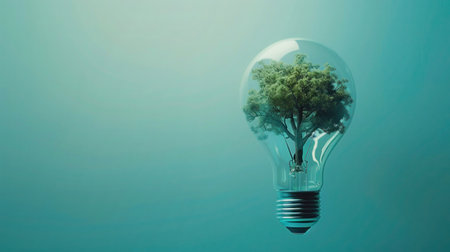 Tree growth in light bulb for saving ecology energy natureの写真素材