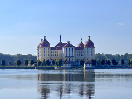 Moritzburg castle - Palace Baroque, surrounded by water, Germanyの写真素材