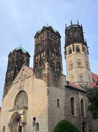 Church of St. Ludgera is oldest church in Munster, North Rhine Westphalia, Germanyの写真素材
