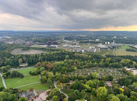 Urban aerial view of Dortmund, Nordrhein-Westfalen, Deutschlandの写真素材