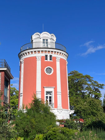 Elisenturm is 21-meter-high observation tower in city of Wuppertal, Nordrhein-Westfalen, Germanyの写真素材