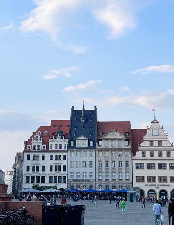 The Marktplatz market square in historic center of Leipzig, Germany, September 19, 2024
