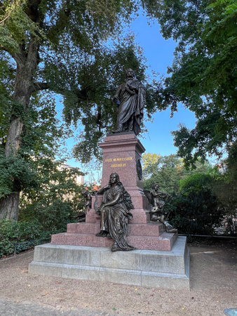 Felix Mendelssohn-Bartholdy Monument in Leipzig, next to the west portal of St. Thomas Church, Germany, September 19, 2024のeditorial素材