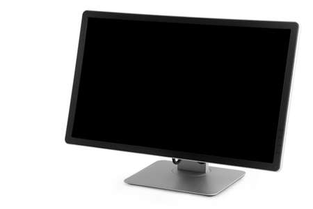 monitor with a black screen on a white background isolatedの写真素材