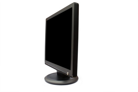 isolated monitor with a black screen on a white backround