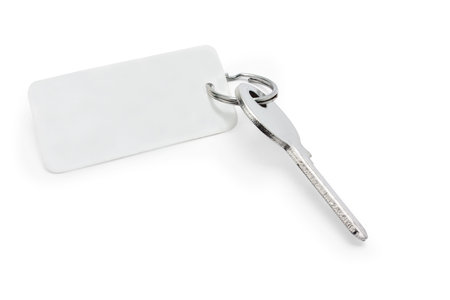 key with a label on a white background isolated