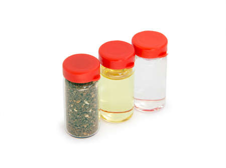 holy soil, olive oil and holy water in a glass bubble from Israel on a white background isolatedの写真素材