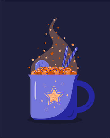 mug with coffee dessert for the holidaysのイラスト素材