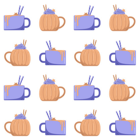 mugs with coffee dessert for the holidaysのイラスト素材