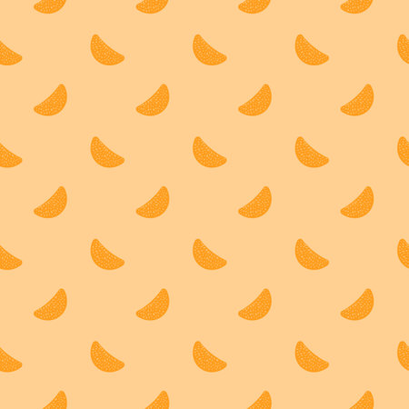 Vector seamless fruit kids background. Mandarin pattern. Printing on textile fabric.