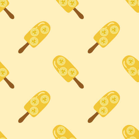 Vector trendy seamless pattern with bitten ice cream. Modern summer fashion print backgroundのイラスト素材