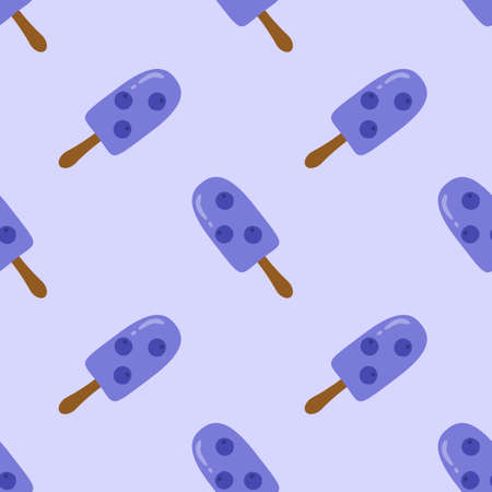 Vector trendy seamless pattern with bitten ice cream. Modern summer fashion print backgroundのイラスト素材