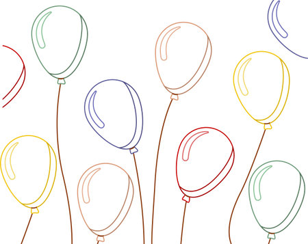 Helium air balloon, balls isolated on background. Happy birthday, party concept. Vector flat designのイラスト素材