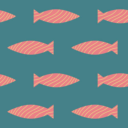 Fish seamless pattern design for print, t-shirt design, design element. Primitive drawing. Colored fish pattern.のイラスト素材
