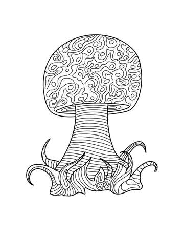 Hand sketches of doodles of mushrooms. Vector sketches of autumn forest plants.のイラスト素材