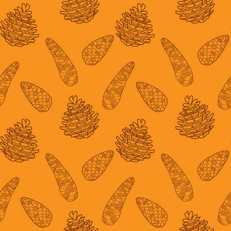 Fir cones pattern. Autumn and winter plants are decorated with a pattern. Design element for print, label, packaging template. Vector illustration.のイラスト素材
