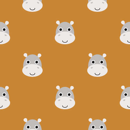 Cute little hippo. Vector pattern, design template for poster, greeting card, banner, print on kids t-shirt, clothes.のイラスト素材