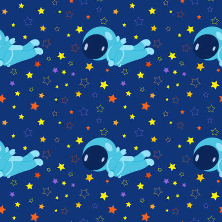 Astronaut pattern floats in space, vector illustration, infographic element, flat design.のイラスト素材