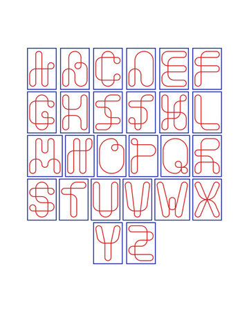 One line style font design, single continuous line alphabet, vector illustrationのイラスト素材