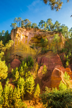 Colorful Ocher Trail in the French Provencal Colorado in Roussillon France