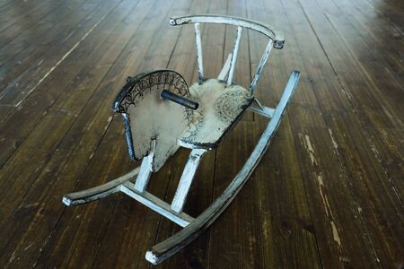 Little toy white horse horse for kidsの写真素材