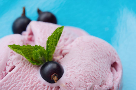 Ice cream of black currant and berriesの写真素材