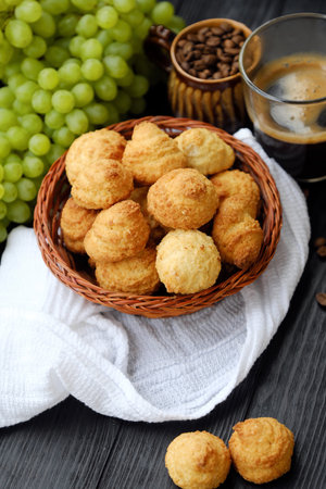 Delicious homemade cookies and coffee for breakfast