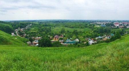 Beautiful summer green landscape view of the villageの写真素材