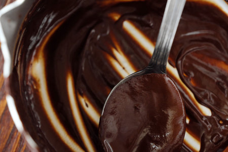 Delicious thick hot chocolate brown color view