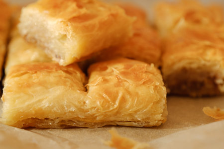 Delicious baklava dessert with nuts and honey