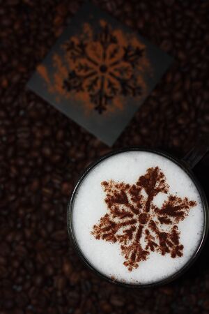 Christmas cappuccino with cinnamonの写真素材