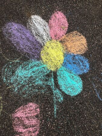Beautiful drawing in chalk on the asphaltの写真素材