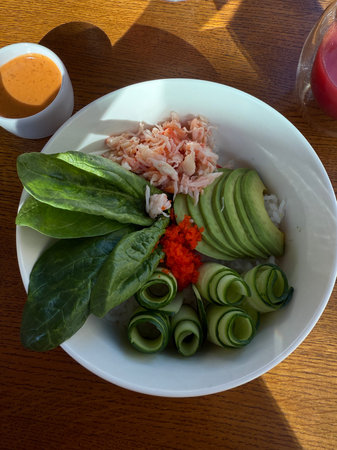 Hawaiian sashimi with cucumber, avocado and tuna