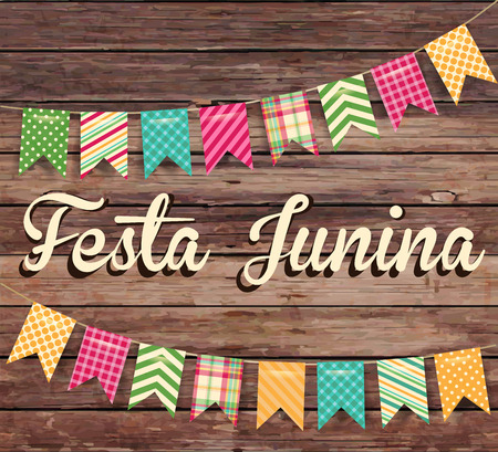 Festa Junina illustration - traditional Brazil June festival party. Vector illustration. Latin American holiday.のイラスト素材