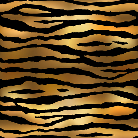 Zebra Stripes black and gold pattern. Seamless vector.のイラスト素材