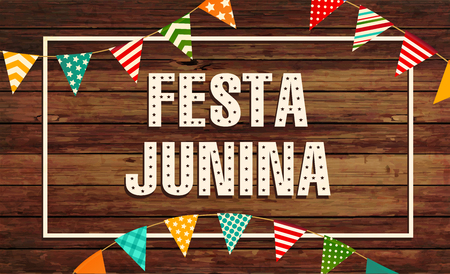 Festa Junina illustration - traditional Brazil June festival party. Vector illustration. Latin American holiday.のイラスト素材