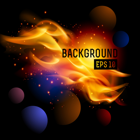 Planets and galaxy in space. The bright flash in the sun. Vector.のイラスト素材