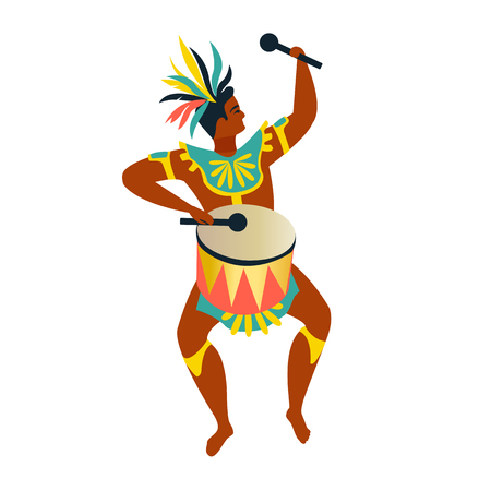 Brazilian samba dancers Rio de Janeiro. Vector carnival character dancing.のイラスト素材