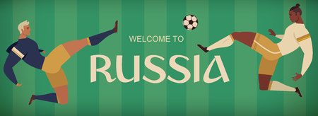 Football soccer player banner of characters vector illustration.のイラスト素材