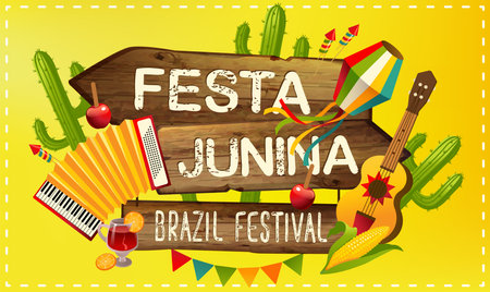 Festa Junina illustration traditional Brazil June festival party. Vector illustration. Latin...