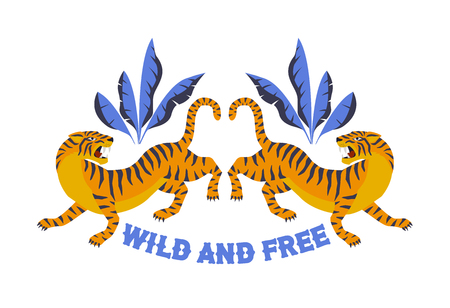 Japanese style tiger for t-shirt and other uses Wild and free. Trendy vector illustration.のイラスト素材