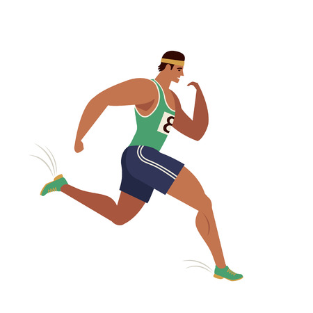 Jogging person. Runner in motion. Running men sports background. People runner race, training marathon, jogging and running illustration.のイラスト素材