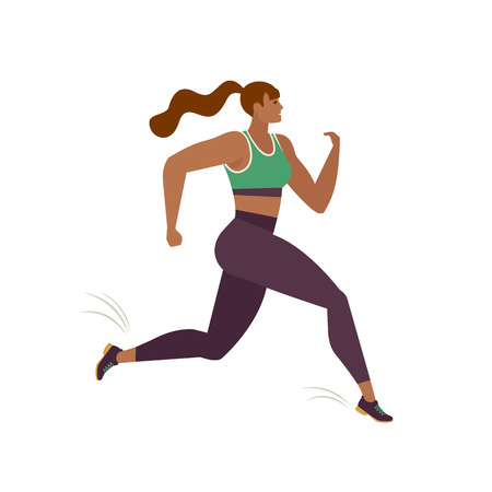 Jogging prson. Runner in motion. Running women sports background. People runner race, training marathon, jogging and running illustration.のイラスト素材