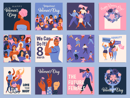 International Women s Day set. Vector templates for card, poster, flyer and other users.のイラスト素材