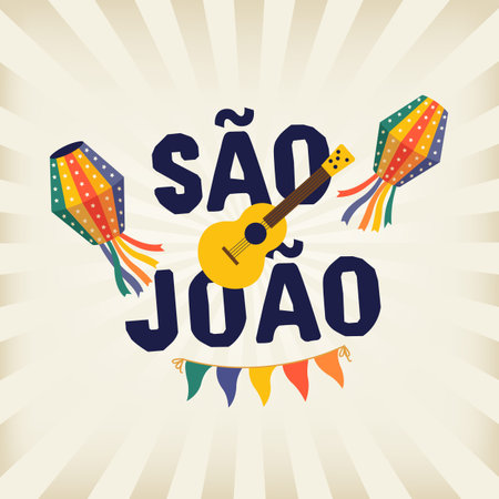 Brazilian Traditional Celebration Festa Junina. Portuguese Brazilian Text saying Saint John. Festa...