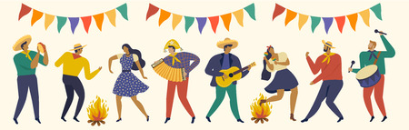 Festa Junina. Vector templates for Latin American holiday.のイラスト素材