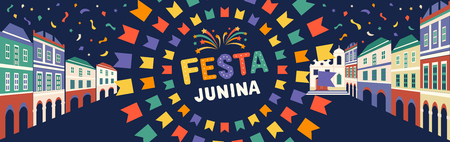 Festa Junina illustration. Latin American holiday.のイラスト素材